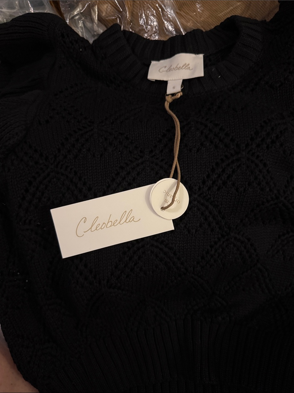 Cleobella Black Ruffle-Sleeve Knit Top